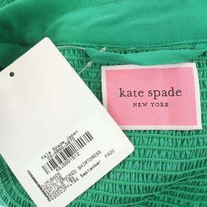 kate spade new york 20AW satin smocked shirtdress ワンピース ロング ノースリーブ 前開き フレア シャーリング