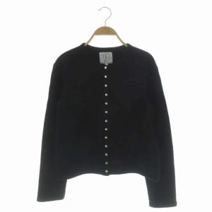 スナップボタン 裏起毛カーディガン スウェット 長袖 1 ブラック