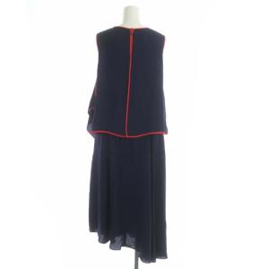 Grace Class パイピング バイカラー ワンピース ロング ミモレ丈 ノースリーブ 36 ネイビー レッド