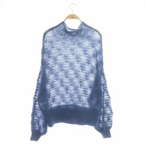 Ameri VINTAGE 20AW MOHAIR LACY KNIT セーター 長袖 ハイネック プルオーバー モヘヤ混 ウール混 F ブルー