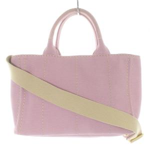 PRADA カナパ ミニ ハンドバッグ 2way キャンバス ピンク