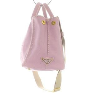 PRADA カナパ ミニ ハンドバッグ 2way キャンバス ピンク