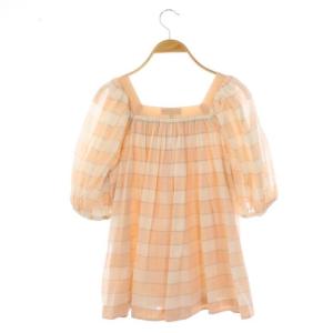 Drawer バルーンスリーブギャザーブラウス スクエアネック 五分袖 フレア プルオーバー 36 ライトベージュ