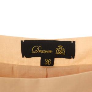 Drawer バルーンスリーブギャザーブラウス スクエアネック 五分袖 フレア プルオーバー 36 ライトベージュ