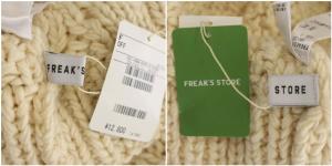 FREAK'S STORE ケーブルハンドニット タートルネックニット セーター プルオーバー 長袖 F アイボリー