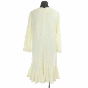 GRACE CONTINENTAL ツイーディジャージワンピース 刺繍 膝丈 七分袖 36 ホワイト