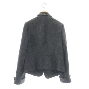 GRACE CONTINENTAL ウール ビジュー装飾 テーラードジャケット 2B 総裏地 36 ダークグレー