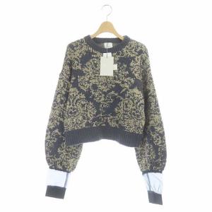 DAMASK JACQUARD KNIT セーター プルオーバー 長袖 オーガンジー F ダークブルー