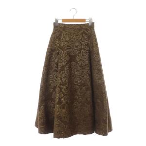 DAMASK DIMENSIONAL SKIRT タック ロング ジャガード F ブラウン
