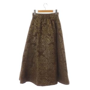 Ameri VINTAGE DAMASK DIMENSIONAL SKIRT タック ロング ジャガード F ブラウン