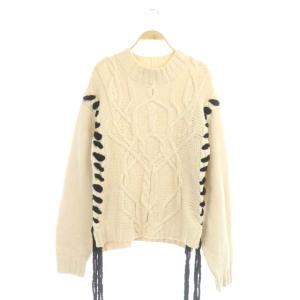 AMERI LACE UP CABLE KNIT プルオーバー 長袖 レースアップ ライトベージュ