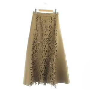 AMERI 20AW CUTTING LACE SKIRT ロング カットレース M キャメル