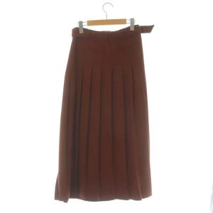 Ameri VINTAGE BACK PLEATS SKIRT タック ロング ベルト付き M レッドブラウン