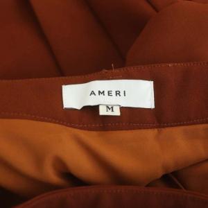Ameri VINTAGE BACK PLEATS SKIRT タック ロング ベルト付き M レッドブラウン