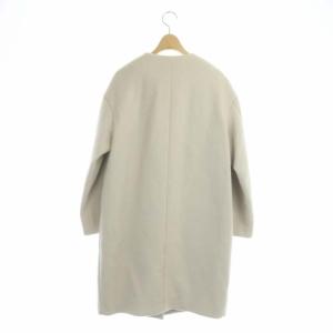 IENA 二重織りシャルムノーカラーコート アウター ウール 38 ベージュ