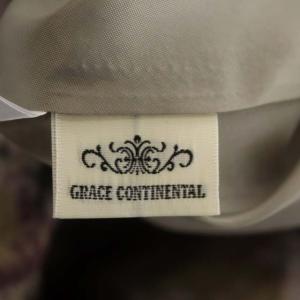 GRACE CONTINENTAL アブストラクトジャガードスカート ミモレ丈 フレア リボンベルト付き 38 ベージュ キャメル 紫