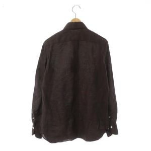 Finamore コットンリネンシャツ ブラウス 長袖 前開き 40 ブラウン