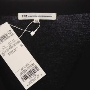 23区 vingt-trois 22SS テンセルストレッチ Vネック カーディガン ニット 長袖 ミドル丈 38 黒 ブラック