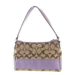 COACH ハンドバッグ シグネチャー ベージュ 紫 パープル