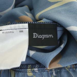 Diagram 21AW ワンピース ノースリーブ フレア ロング 切替 キカパターン ハーフボタン 36 紺 ネイビー マルチカラー