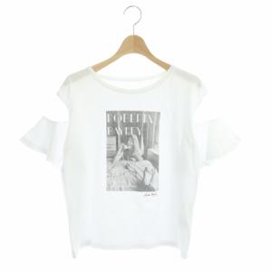 22SS フォトフレアTシャツ カットソー 半袖 クルーネック プリント チュール 36 白 ホワイト