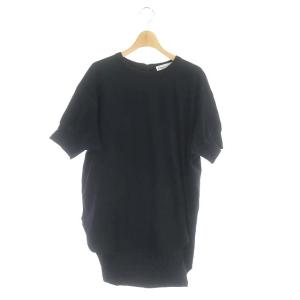 バックヘンリー カットソー チュニック 半袖 バックテール ラウンドヘム 黒 ブラック