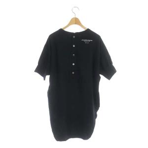 AMERICANA バックヘンリー カットソー チュニック 半袖 バックテール ラウンドヘム 黒 ブラック