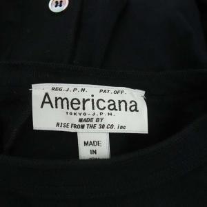 AMERICANA バックヘンリー カットソー チュニック 半袖 バックテール ラウンドヘム 黒 ブラック