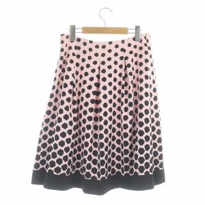M'S GRACY ドット フレアスカート 膝丈 タック 40 ピンク ブラック