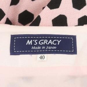 M'S GRACY ドット フレアスカート 膝丈 タック 40 ピンク ブラック