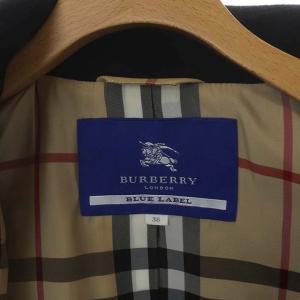 BURBERRY BLUE LABEL ウール バルーンスリーブ フレアコート ステンカラーコート ロング 38 ブラック