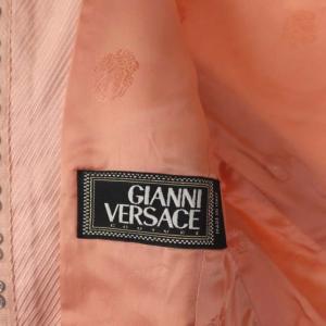 GIANNI VERSACE ツイードジャケット ノーカラー 総裏地 38 ピンク