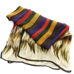 FENDI シルクストライプスカーフ ストール マルチカラー