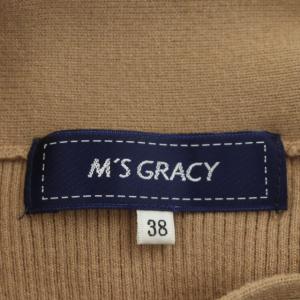 M'S GRACY リボンパールニット カットソー 長袖 リブ プルオーバー 38 ベージュ