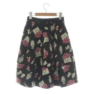 M'S GRACY アイコンモチーフスカート フレア 膝丈 36 黒 ブラック