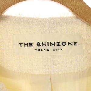 Shinzone THE SHINZONE ツイードノーカラージャケット フリンジ メタルボタン 36 オフホワイト