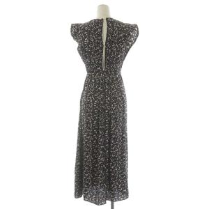 SNIDEL 20SS ランダムドットワンピース ノースリーブ フレア タック ロング 総柄 ベルトリボン パイピング ONE 黒 ブラック