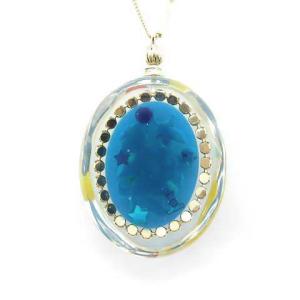 LANVIN en Bleu ペンダント ネックレス カメオ ヴィンテージパーツ ゴールド色