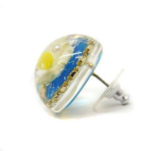 LANVIN en Bleu ヴィンテージパーツ カメオ ピアス 青 ブルー