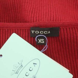 TOCCA フレンチスリーブ リブニット カットソー プルオーバー シルク XS レッド