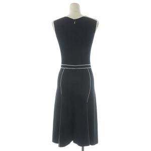 EPOCA ニット ノースリーブ ワンピース ミモレ丈 フレア バイカラー 38 ネイビー ホワイト