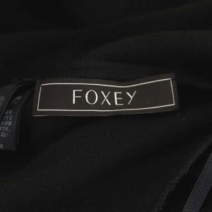 FOXEY BOUTIQUE Knit Dress RIPPLE ニットワンピース ノースリーブ リブ 切替 フレア ロング クルーネック 40 黒 ブラック