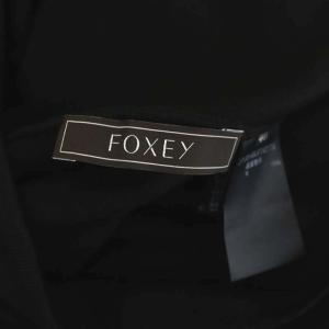 FOXEY ウール フリル カーディガン ニット 長袖 比翼ボタン 40 黒 白 37130