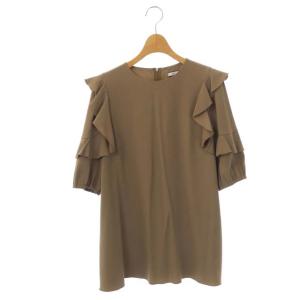 フリルブラウス プルオーバー 五分袖 40 モカ 37510