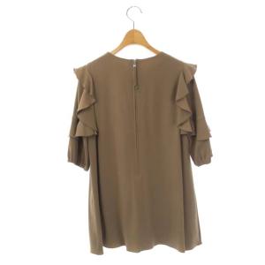 FOXEY NEW YORK フリルブラウス プルオーバー 五分袖 40 モカ 37510