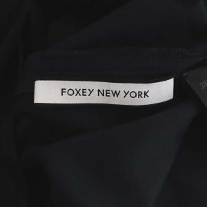 FOXEY NEW YORK Ruffle Trim Sleeve Tee ブラウス 半袖 プルオーバー 40 ダークネイビー