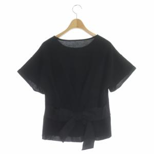 FOXEY Knit Top Back Ribbon ニット サマー カットソー 40 ブラック 39516