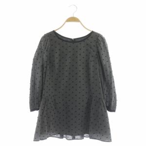 22SS ドットジャカードシャンブレー ブラウス チュニック 七分袖 40 グレー ブラック