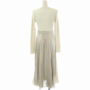 CELFORD 21SS リブニットドッキングワンピース 長袖 ロング フレア 38 アイボリー ライトグレージュ