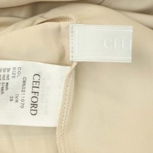 CELFORD 21SS リブニットドッキングワンピース 長袖 ロング フレア 38 アイボリー ライトグレージュ